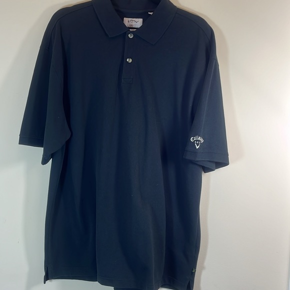 Callaway Black Polo Golf Shirt with White Logo on   Sleeve and Back - Picture 5 of 10